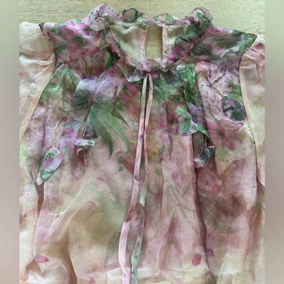 NWT Miss Rosier JUSTINE Dress floral print cinched midi size Small PINK cottage - Picture 14 of 16